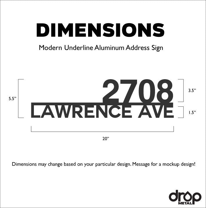 Modern Underline Aluminum Address Sign