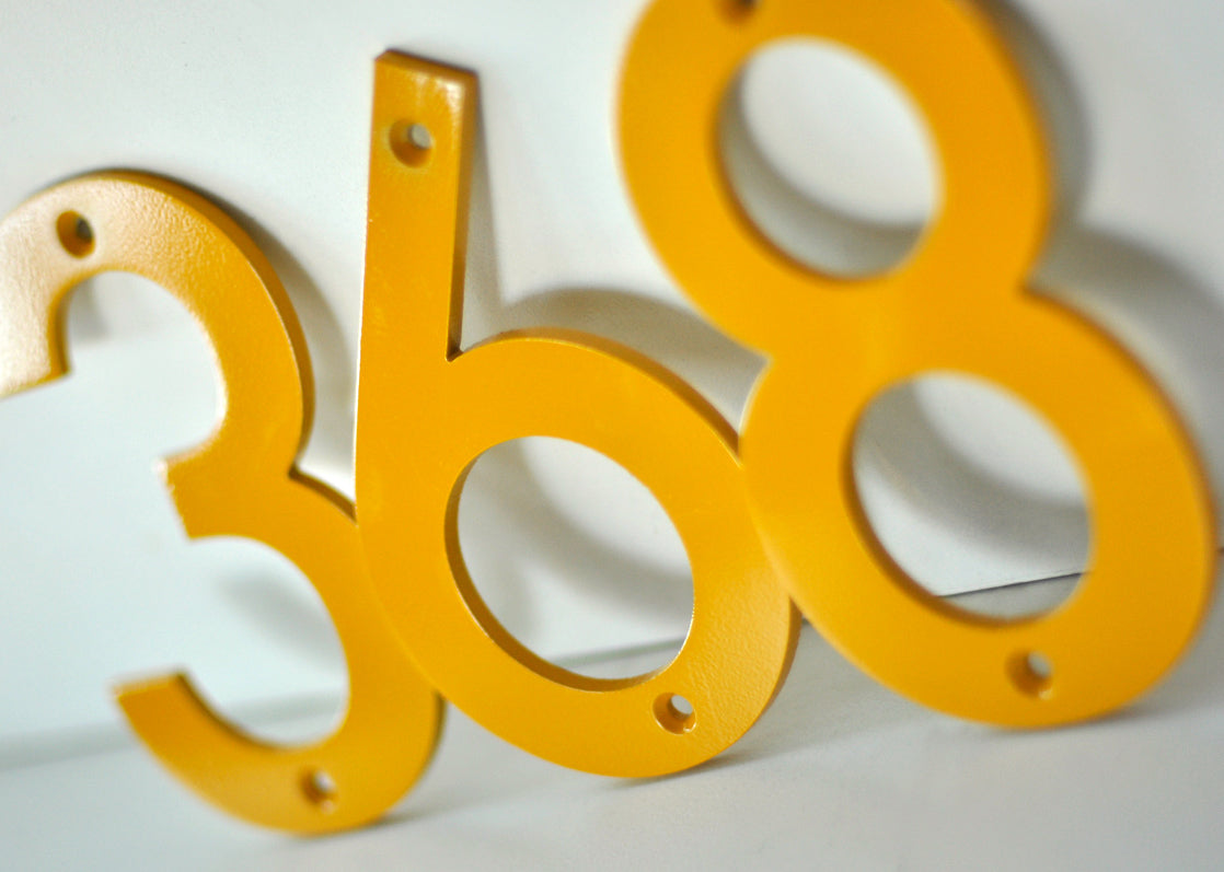 Honey Yellow Powder Coated Aluminum Numbers