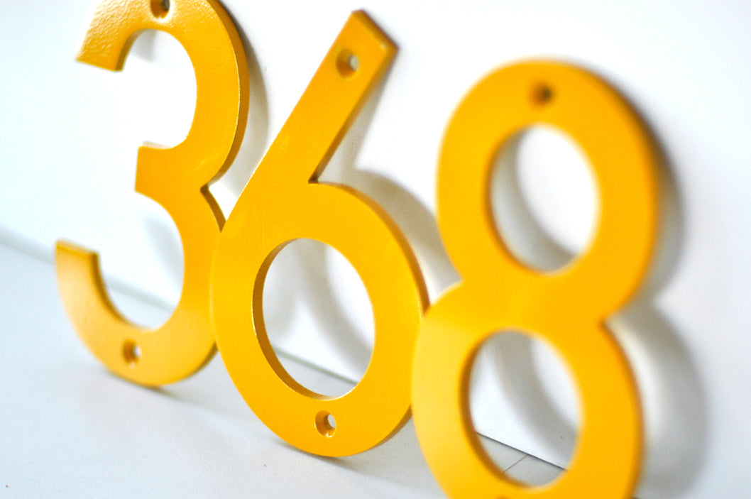 Honey Yellow Powder Coated Aluminum Numbers