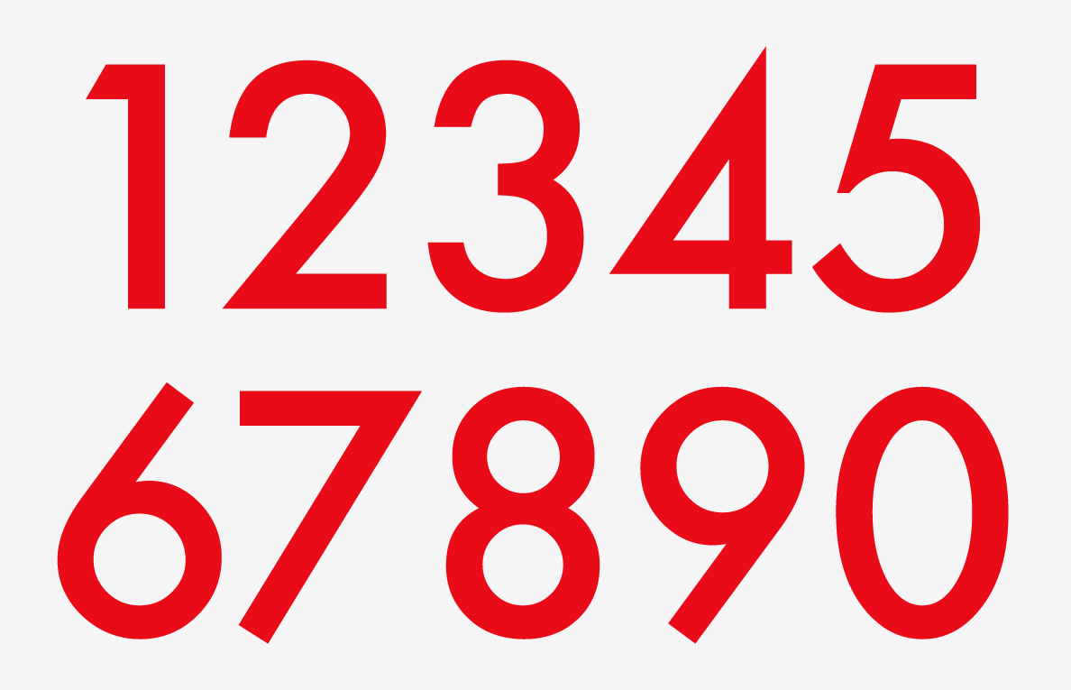Red Powder Coated Aluminum Numbers