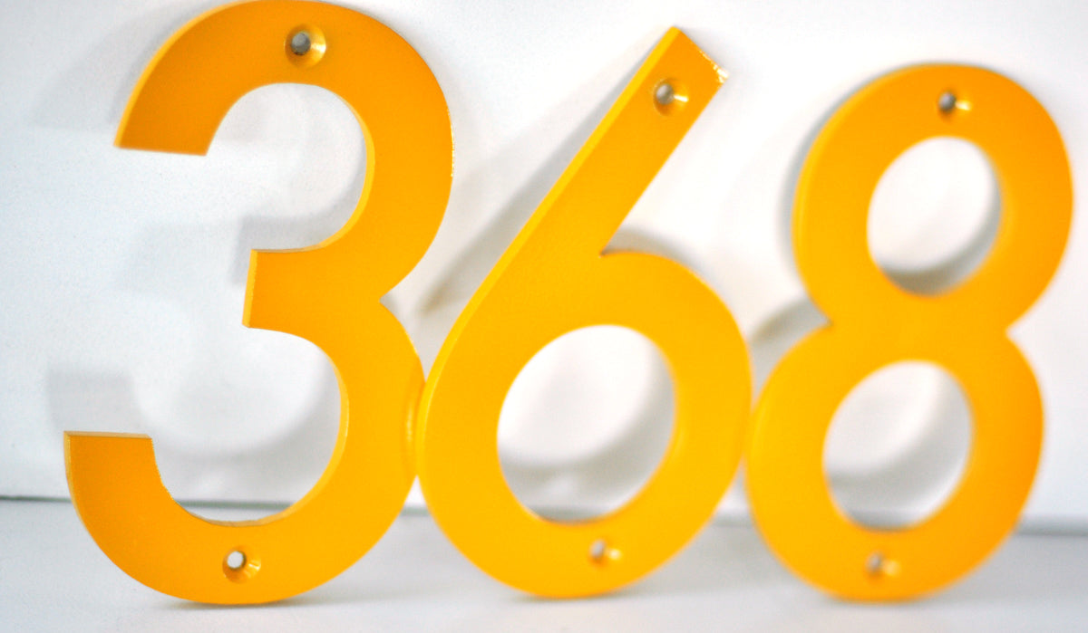 Honey Yellow Powder Coated Aluminum Numbers - DropMetal