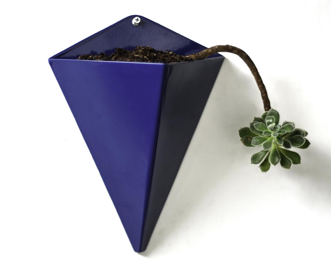 large geometric hanging planter Large Isosceles Planter. Geometric Hanging Wall Planter