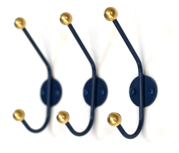 Set of 3 Hooks- Mid Century Double Wall Hook - DropMetal